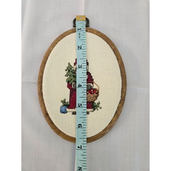Vintage Cross-stitched and Framed Santa Wall Hanging Piece - Picture 4 of 4